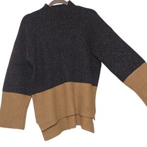 Michael Kors Neutral Color Block Wool High Low Sweater LG Large